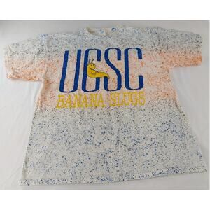UC Santa Cruz Banan Slugs Speckled Vintage Graphic Print Tee Jostens T-shirt XL